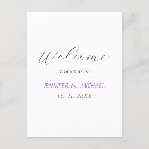 Calligraphy Elegant Welcome Wedding Announcement Postcard