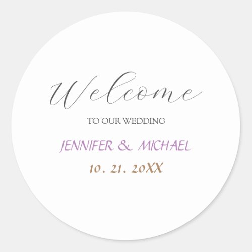 Calligraphy Elegant Welcome Wedding Classic Round Sticker