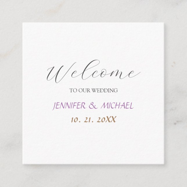 Calligraphy Elegant Welcome Wedding Enclosure Card (Front)