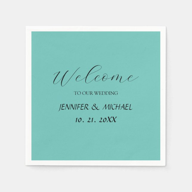 Calligraphy Elegant Welcome Wedding Napkins (Front)