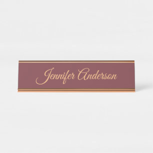 Calligraphy Elegant Wine Color Personalized Name Desk Name Plate