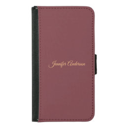 Calligraphy Elegant Wine Color Personalized Name Samsung Galaxy S5 Wallet Case