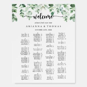Calligraphy Eucalyptus Alphabetical Seating Chart  Foam Board