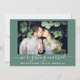 Calligraphy Eucalyptus Green Getting Married Save The Date