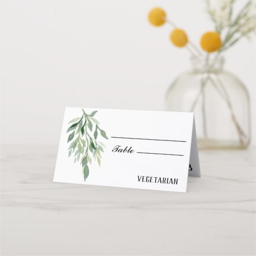 Calligraphy Eucalyptus Wedding Meal Choice Place Card