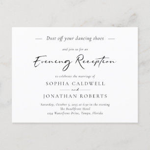 Calligraphy Evening Wedding Reception Invitation Postcard