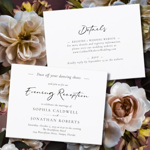 Calligraphy Evening Wedding Reception Invitation Postcard