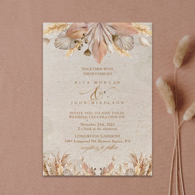 Calligraphy Fall Boho Script Wedding Invitation (Creator Uploaded)