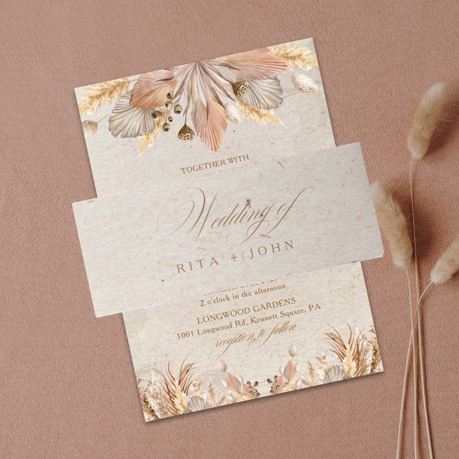 Calligraphy Fall Boho Script Wedding Invitation Belly Band (Creator Uploaded)