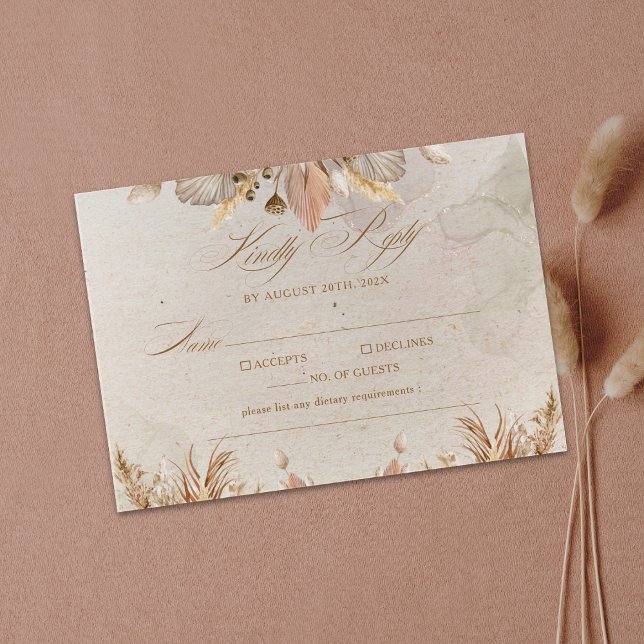 Calligraphy Fall Boho Script Wedding RSVP Card (Creator Uploaded)