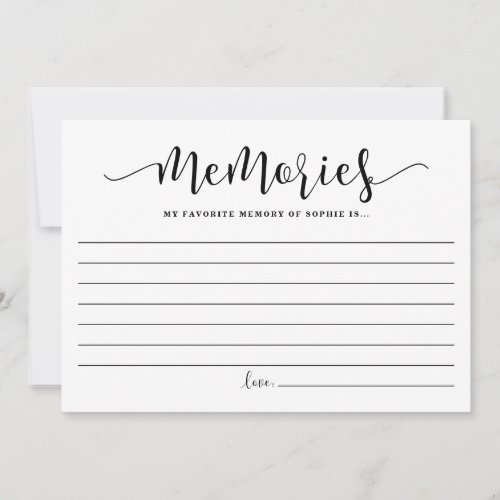 Calligraphy Favorite Memory of the Bride Card