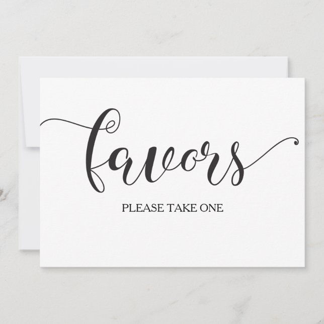 Calligraphy Favors Wedding Sign Card (Front)