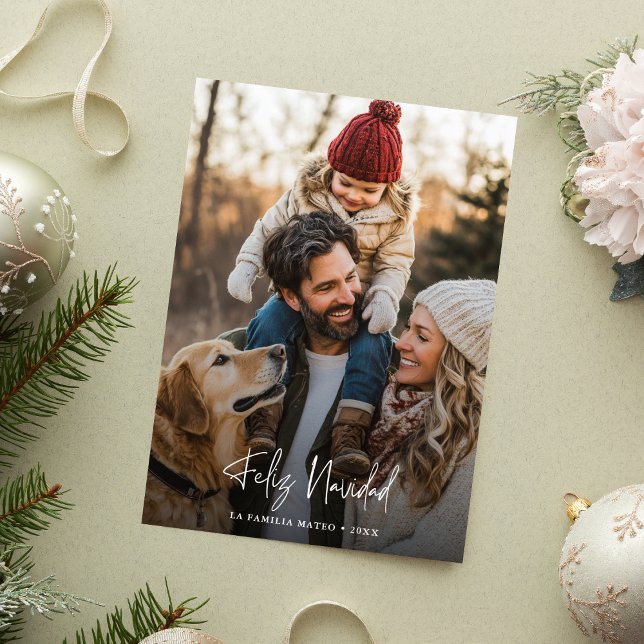 Calligraphy Feliz Navidad Photo Overlay Christmas Holiday Card (Creator Uploaded)