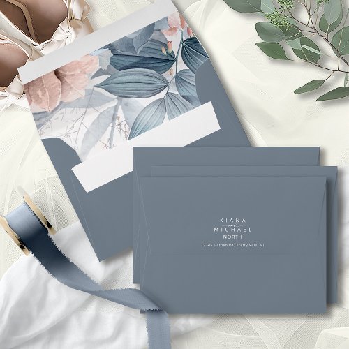 Calligraphy Floral Dusty Blue ID771 Envelope