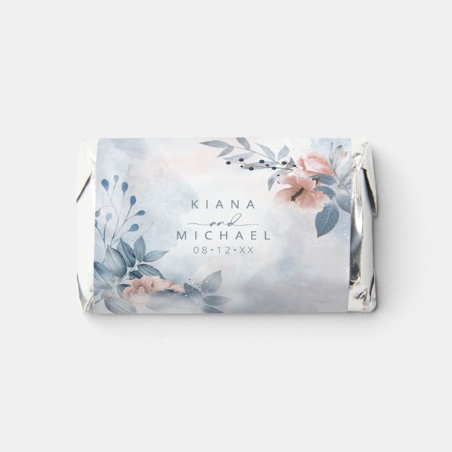 Calligraphy Floral Dusty Blue ID771 Hershey's Miniatures (Front)