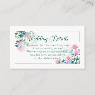Calligraphy Floral Fresh Pink Peony Wedding Enclosure Card