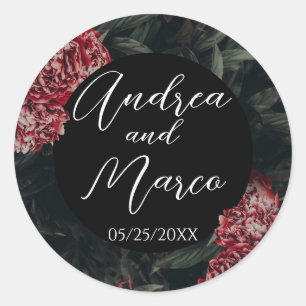 Calligraphy Floral Gothic Wedding Classic Round Sticker