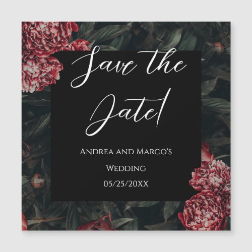 Calligraphy Floral Gothic Wedding Save the Date Magnetic Invitation