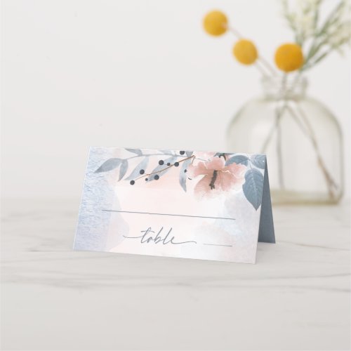 Calligraphy Floral Monogram Dusty Blue ID771 Place Card