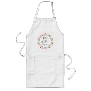 Calligraphy Floral Mother Of The Groom Long Apron by HasCreations at Zazzle