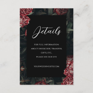 Calligraphy Floral Peony Gothic Wedding Enclosure Card