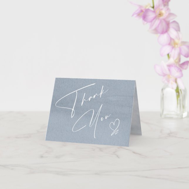 Calligraphy Floral Thank You Dusty Blue ID771 Card (Orchid)
