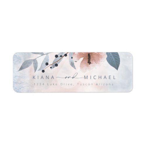 Calligraphy Floral Wedding Dusty Blue ID771 Label