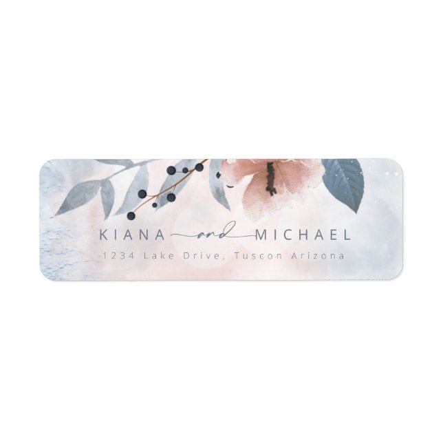 Calligraphy Floral Wedding Dusty Blue ID771 Label (Front)