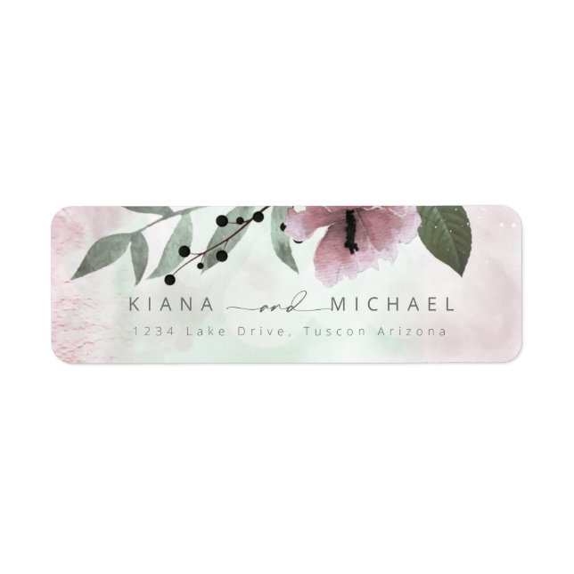 Calligraphy Floral Wedding Mauve ID771 Label (Front)
