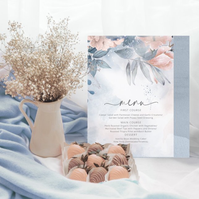 Calligraphy Floral Wedding Menu Blue ID771 (Creator Uploaded)
