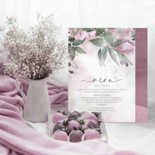 Calligraphy Floral Wedding Menu Mauve ID771