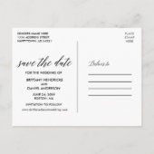 Calligraphy Floral Wood Burgundy Save The Date Postcard (Back)