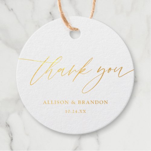 Calligraphy Foil Wedding Thank You Favor Tags