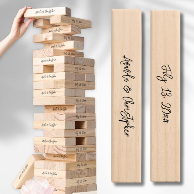 Calligraphy Font Custom Wedding Topple Tower Game (Calligraphy Font Custom Wedding Topple Tower Game
)