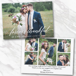 Calligraphy Forever Thankful 6 Photos Wedding Thank You Card