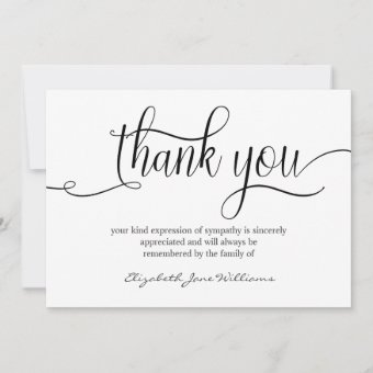 Calligraphy funeral thank you | Bereavement | Zazzle