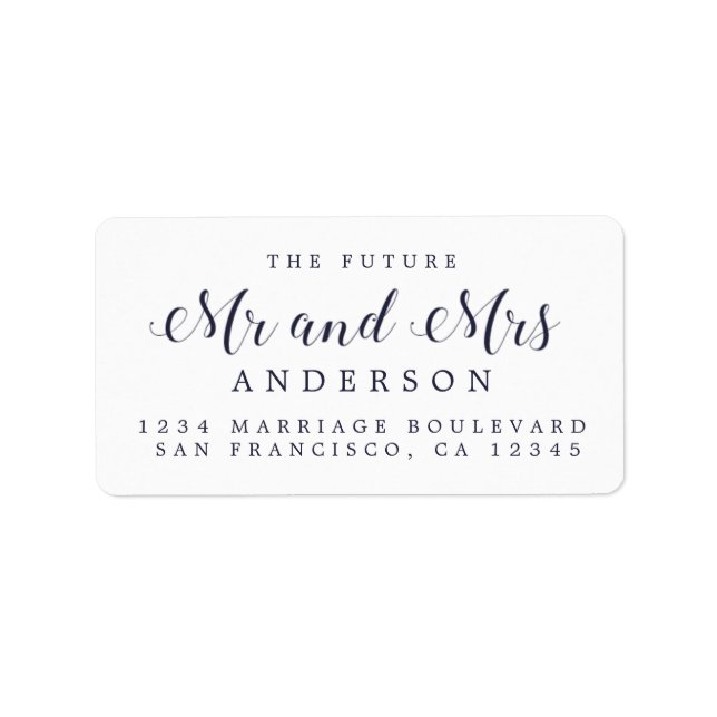 Calligraphy Future Mr Mrs Wedding Return Address Label (Front)