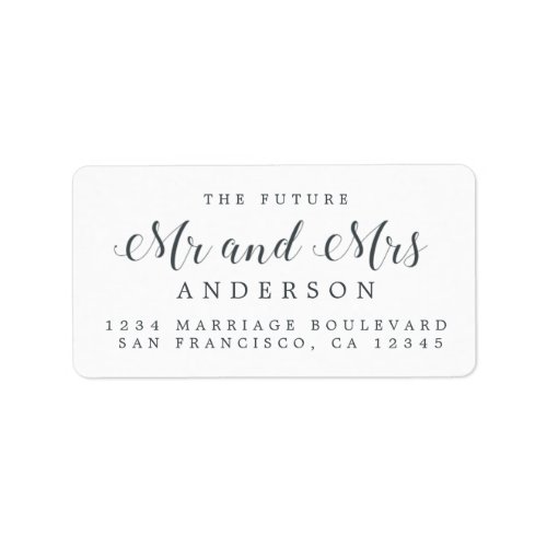 Calligraphy Future Mr Mrs Wedding Return Address Label