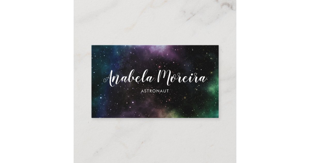 Calligraphy Galaxy Themed Space Modern Creative Business Card | Zazzle.com