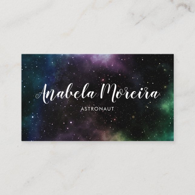 Calligraphy Galaxy Themed Space Modern Creative Business Card (Front)