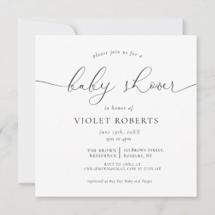 Calligraphy Gender Neutral Baby Shower Invitation
