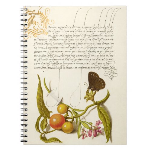 Calligraphy gilded initial vintage plants ringlet notebook