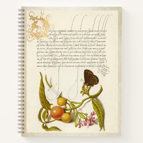 Calligraphy gilded initial vintage plants ringlet notebook