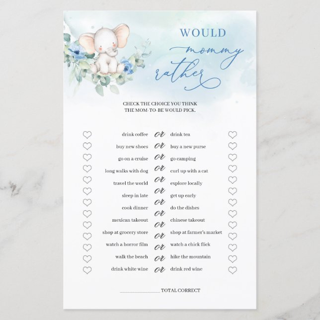 Calligraphy Girl Elephant Would Mommy Rather (Front)