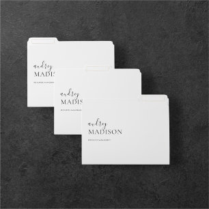 Calligraphy Girly Luxury White File Folder