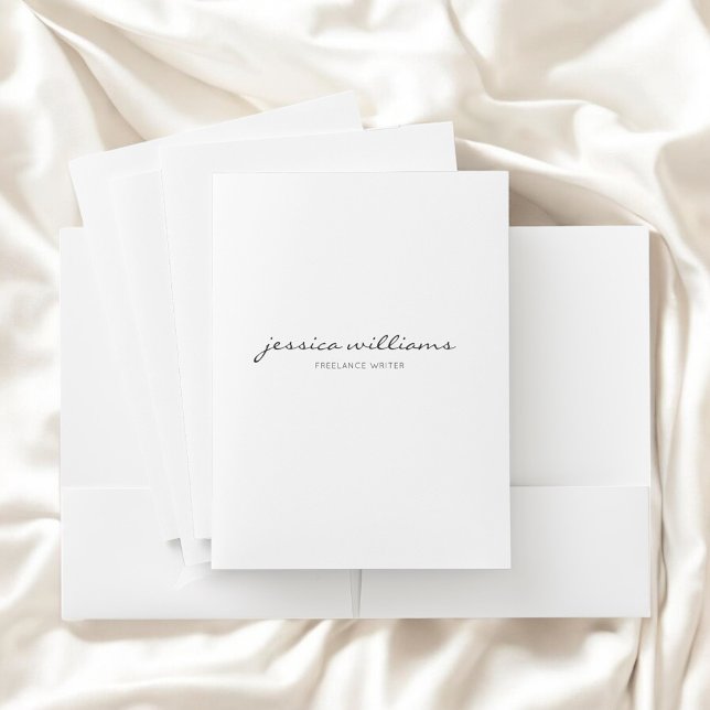 Calligraphy Girly Minimalist White Pocket Folder (Creator Uploaded)
