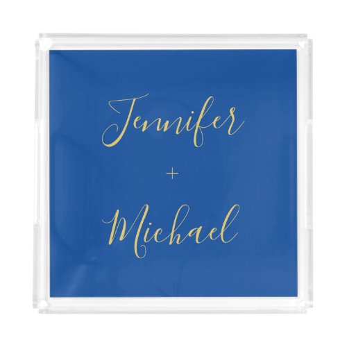 Calligraphy Gold Blue Color Custom Personal Edit Acrylic Tray