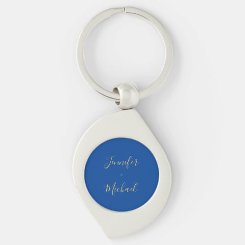 Calligraphy Gold Blue Color Custom Personal Edit Keychain