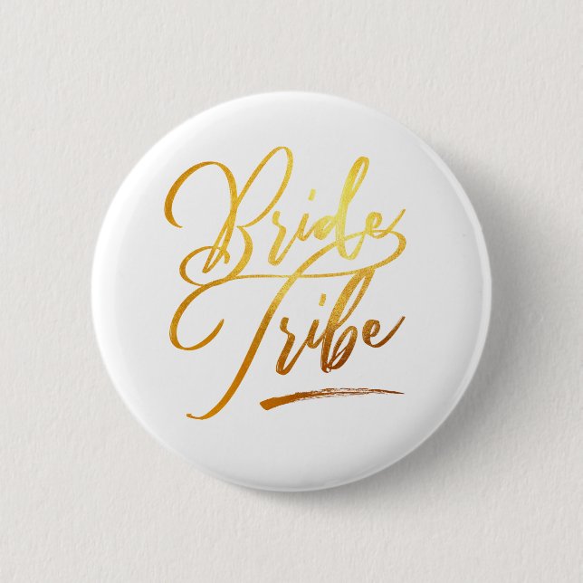 Calligraphy Gold Brides tribe elegant Button (Front)