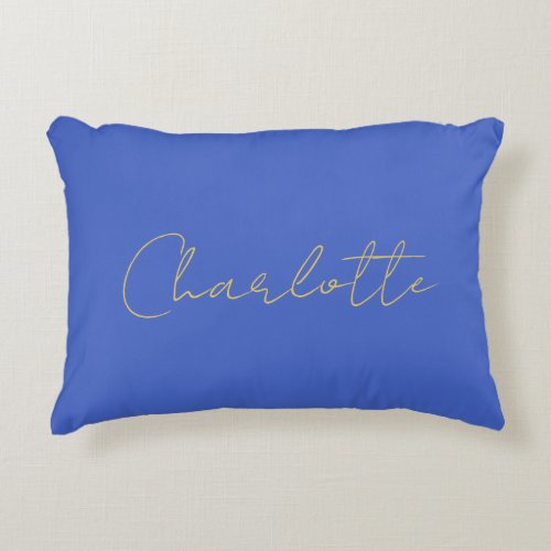 Calligraphy Gold Color Deep Royal Custom Name Accent Pillow